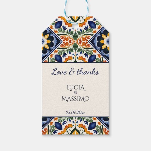Talavera  Mexicaanse bruiloft dank u gunst Cadeaulabel (Voorkant)