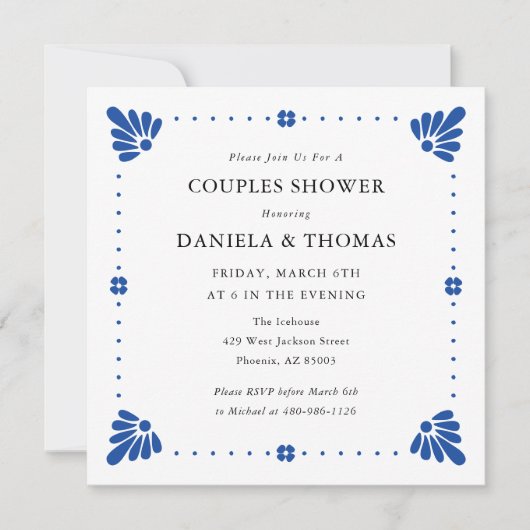 Talavera Mexicaanse bruiloft douche uitnodiging (Voorkant)