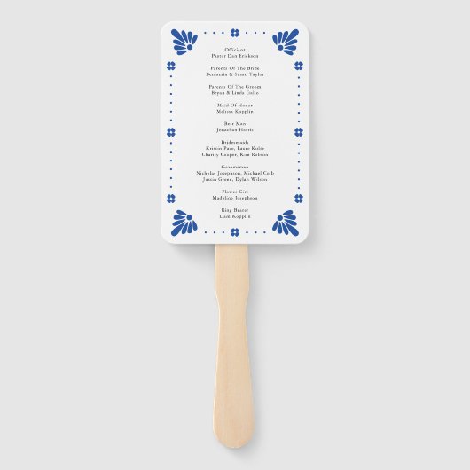 Talavera Mexicaanse bruiloft programma fan Handwaaier (Achterkant)