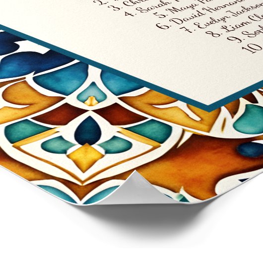 Talavera  Mexicaanse bruiloft zitplan Poster (Hoek)