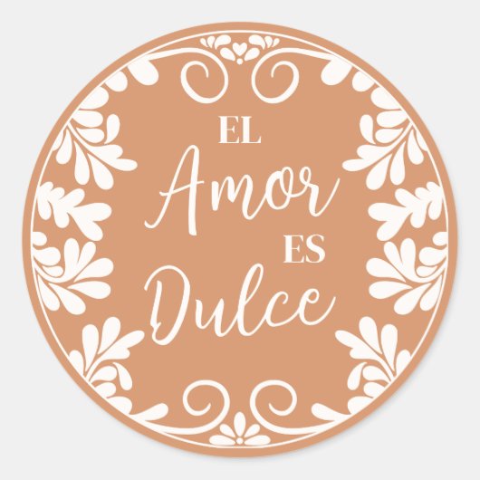 Talavera Mexicaanse Trouw El Amor Es Dulce Cupcake Ronde Sticker (Voorkant)