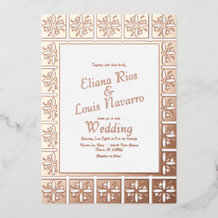 Talavera Mexican Spanish Gold Wedding geperst Folie Uitnodiging