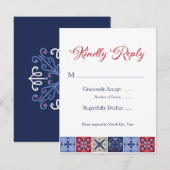 Talavera Mexican Tile RSVP-kaart RSVP Kaartje (Voorkant / Achterkant)