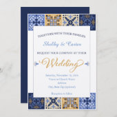 Talavera Mexican Tile Wedding Invitation Kaart (Voorkant / Achterkant)
