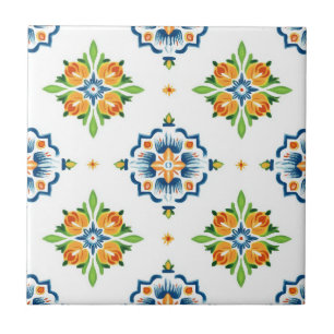 Talavera Naadloos Blauw Oranje Groen Mexicaans Spa Tegeltje