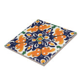 Talavera Naadloos Blauw Sinaasappel Mexicaans Spaa Tegeltje (Zijkant)