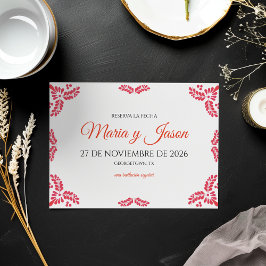 Talavera Orange Floral Minimalist Spanish Wedding Save The Date