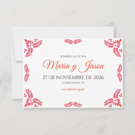 Talavera Orange Floral Minimalist Spanish Wedding Save The Date
