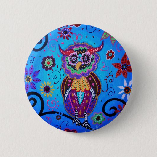 Talavera Owl Mexicaans schilderen Ronde Button 5,7 Cm (Voorkant)
