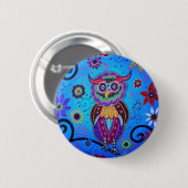 Talavera Owl Mexicaans schilderen Ronde Button 5,7 Cm (Voorkant /achterkant)
