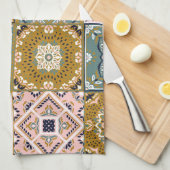 Talavera: Patchwork, een etnisch mozaïek. Theedoek (Quarter Fold)