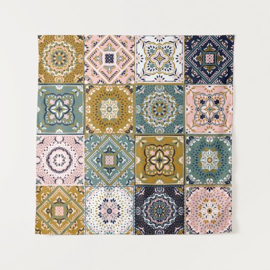 Talavera: Patchwork, een etnisch mozaïek. Wandkleed (Voorkant (horizontaal))