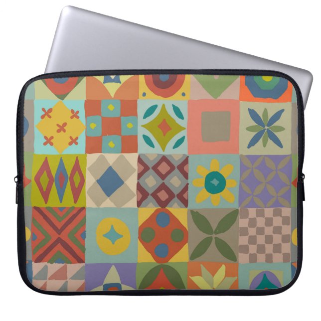 Talavera-patroon. Indische lappendeken. Turkse naa Laptop Sleeve (Voorkant)