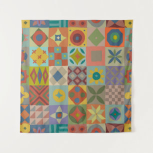 Talavera-patroon. Indische lappendeken. Turkse naa Wandkleed