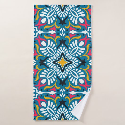 Talavera pattern. Indian patchwork. Azulejos Badhanddoek (Badhanddoek)