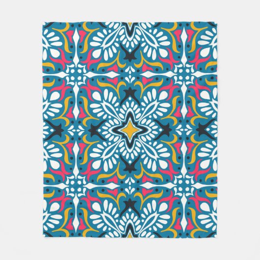 Talavera pattern. Indian patchwork. Azulejos Fleece Deken (Voorkant)