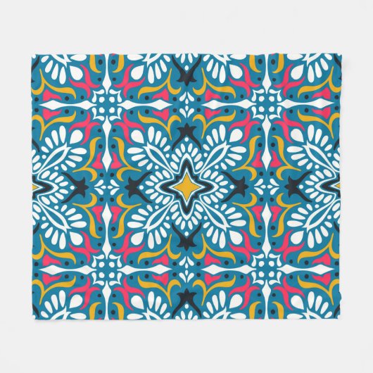 Talavera pattern. Indian patchwork. Azulejos Fleece Deken (Voorkant (Horizontaal))