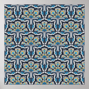 Talavera pattern. Indian patchwork. Azulejos Poster
