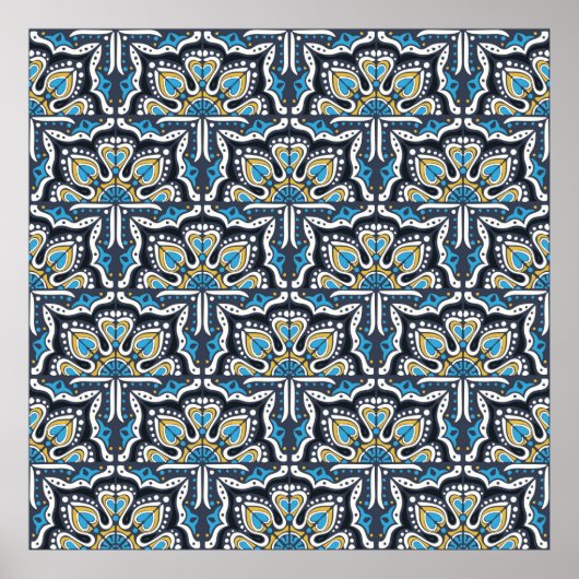 Talavera pattern. Indian patchwork. Azulejos Poster (Voorkant)