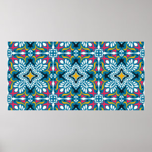 Talavera pattern. Indian patchwork. Azulejos Poster
