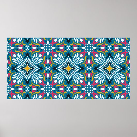 Talavera pattern. Indian patchwork. Azulejos Poster (Voorkant)