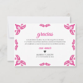 Talavera Pink Floral Minimalist Spanish Wedding Bedankkaart