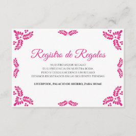 Talavera Pink Floral Minimalist Spanish Wedding Informatiekaartje