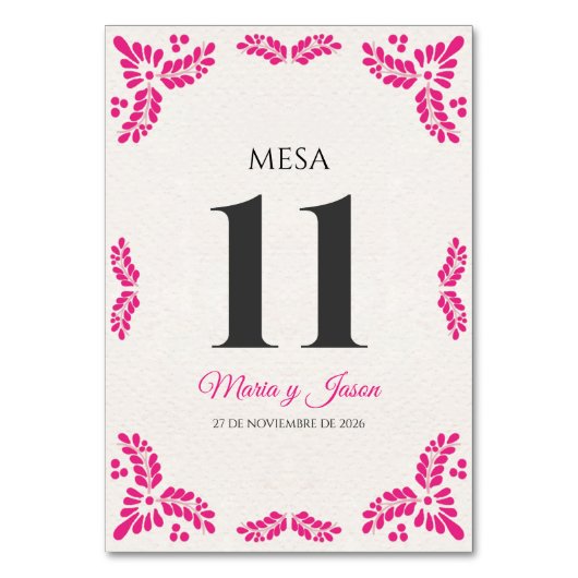 Talavera Pink Floral Minimalist Spanish Wedding Kaart (Voorkant)