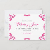 Talavera Pink Floral Minimalist Spanish Wedding Save The Date (Voorkant)
