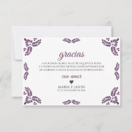 Talavera Purple Floral Minimalist Spanish Wedding Bedankkaart
