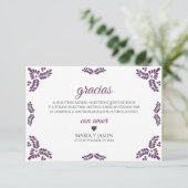 Talavera Purple Floral Minimalist Spanish Wedding Bedankkaart (Staand voorkant)