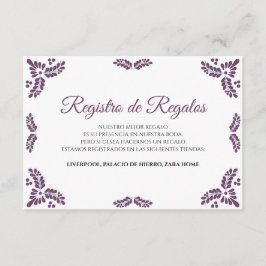 Talavera Purple Floral Minimalist Spanish Wedding Informatiekaartje