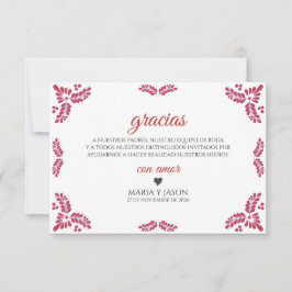 Talavera Red Floral Minimalist Spanish Wedding Bedankkaart