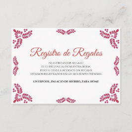 Talavera Red Floral Minimalist Spanish Wedding Informatiekaartje