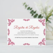 Talavera Red Floral Minimalist Spanish Wedding Informatiekaartje (Staand voorkant)