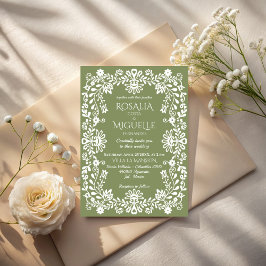 Talavera sage green Mexican wedding Kaart