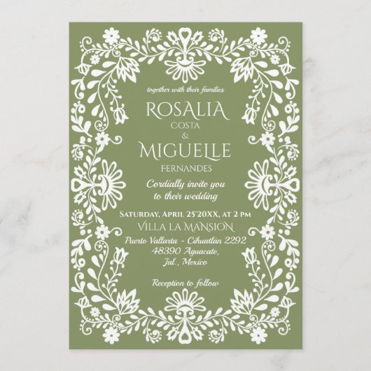 Talavera sage green Mexican wedding Kaart (Voorkant)