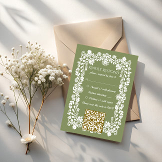Talavera sage green Mexican wedding RSVP Kaartje