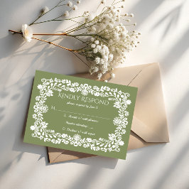 Talavera sage green Mexican wedding RSVP Kaartje