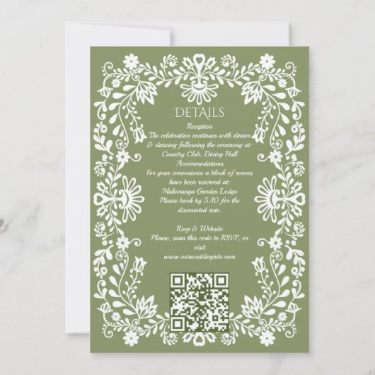 Talavera salie groen Mexicaanse bruiloft Kaart (Achterkant)