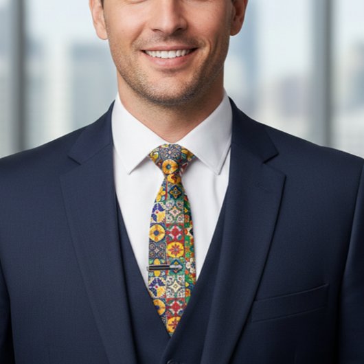 Talavera Spaans Mexico Kleurrijke tegels Stropdas