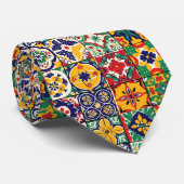 Talavera Spaans Mexico Kleurrijke tegels Stropdas (Opgerold)