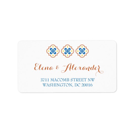 Talavera Spaans Tegel Uitnodiging Retouradres Etiket (Voorkant)