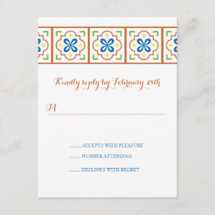 Talavera Spaanse Tile Reply Card RSVP Kaartje