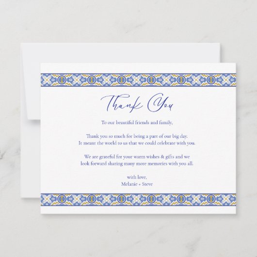 Talavera Spanish Blue Mexican Wedding Bedankt (Voorkant)