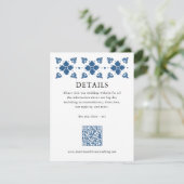 Talavera Stijl Bruiloft Details Kaart met QR Code (Staand voorkant)
