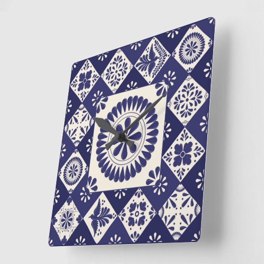 Talavera Tegel Dos Vierkante Klok (Hoek)