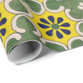 Talavera-tegel in groen en geel cadeaupapier (Rol Hoek)