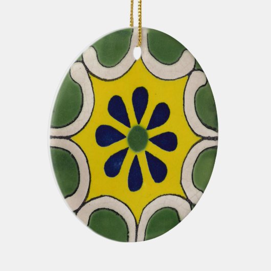 Talavera-tegel in groen en geel keramisch ornament (Rechts)