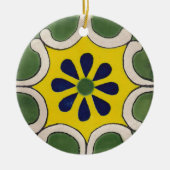 Talavera-tegel in groen en geel keramisch ornament (Voorkant)